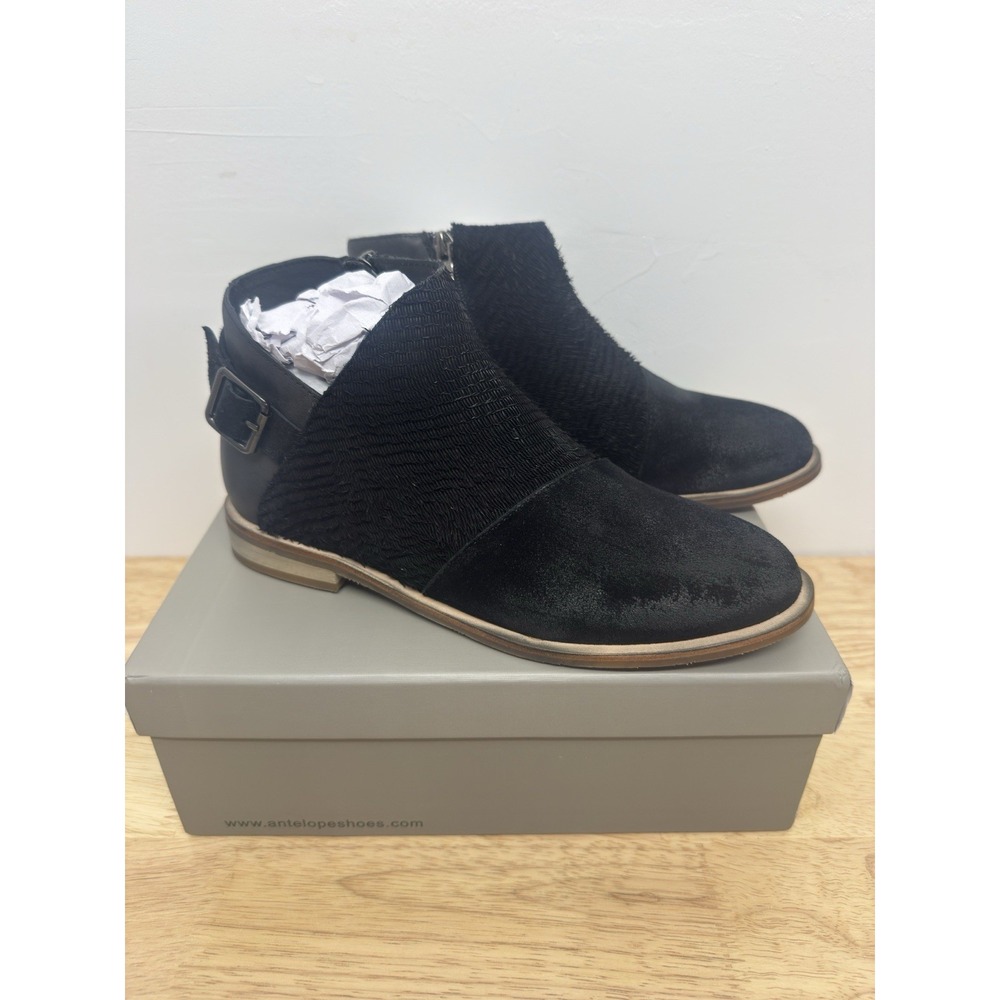 New In Box Anthropologie‎ Antelope Leather Ankle Boots Laran Black Size EU 39